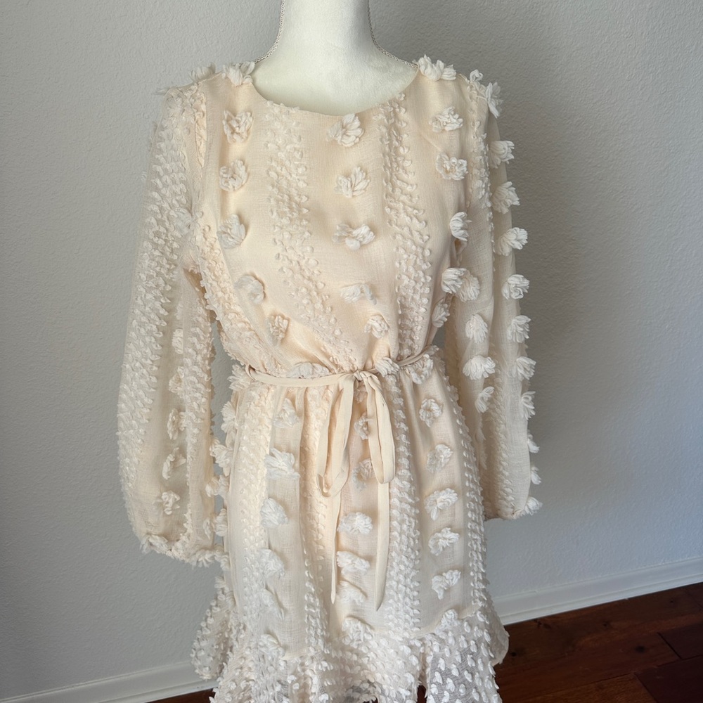 Pink Lily Cream Textured Dress - Picture 2 of 9